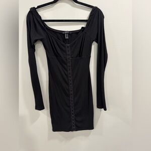 Forever 21 Black Ribbed Long Sleeve Dress